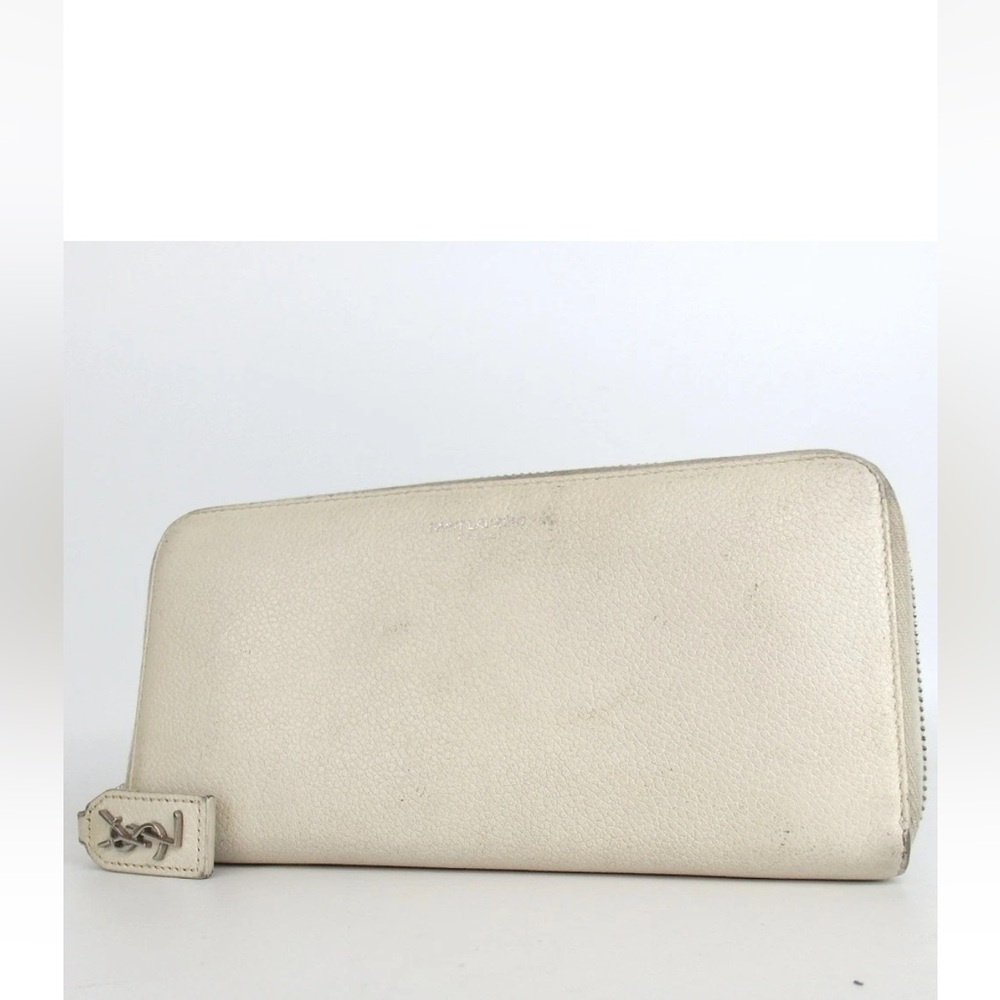 Yves Saint Laurent Cream zip around Wallet charm YSL - Picture 1 of 3